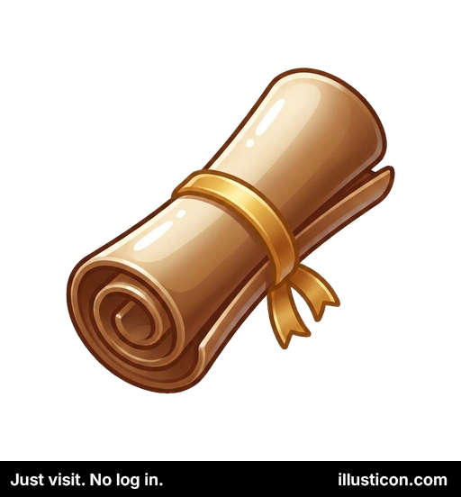 古びた巻物と金色のリボン