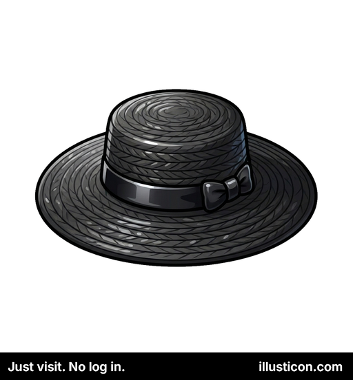 黒い麦わらのボーターハット