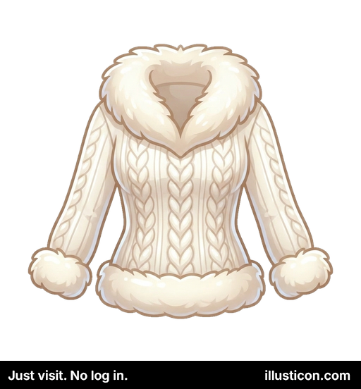 ファートリム付きケーブルニットセーター