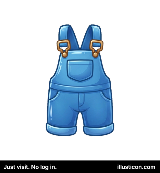 カートゥーン風の青いデニムオーバーオール