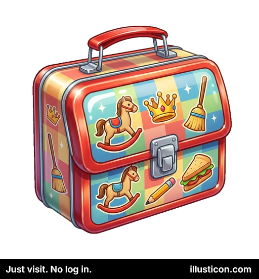 子供の飾り付けされた金属製ランチボックス