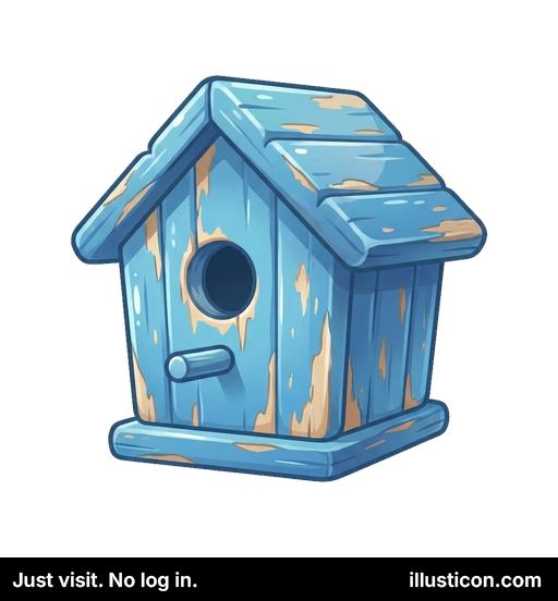 Nhà chim gỗ màu xanh bị sứt mẻ