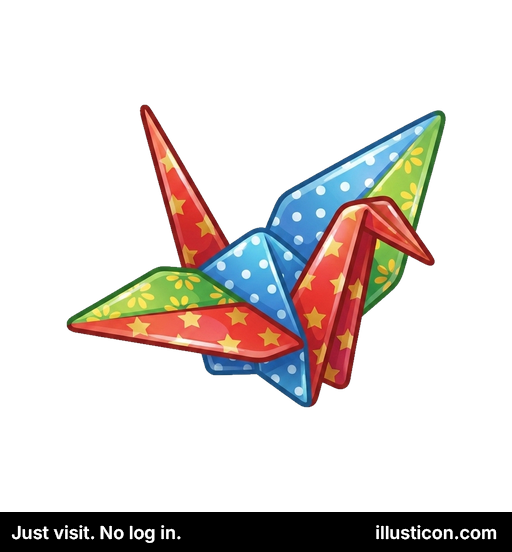 Colorful Patterned Origami Crane