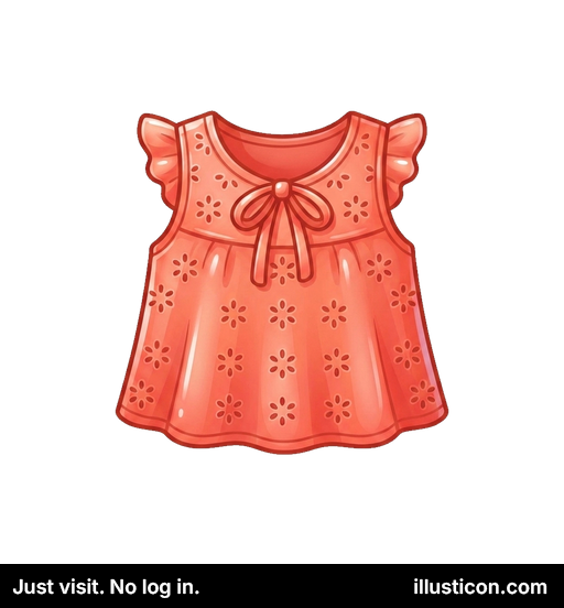 Coral Eyelet Ruffle Blouse