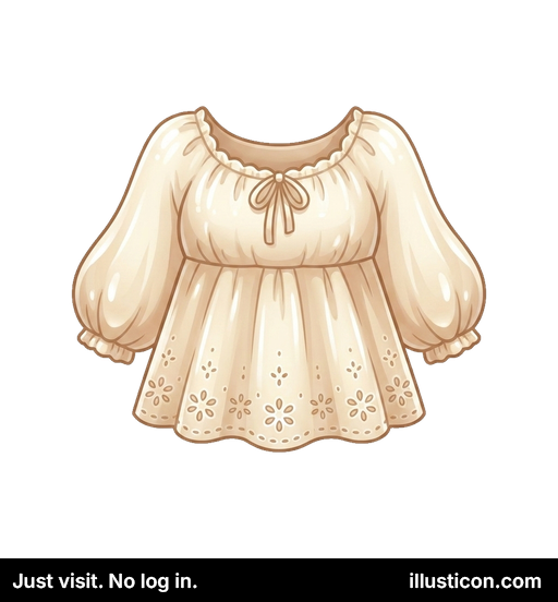 クリームパフスリーブアイレットブラウス