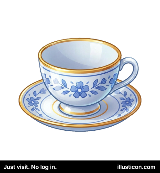 Tách trà hoa văn xanh trang nhã và đĩa lót