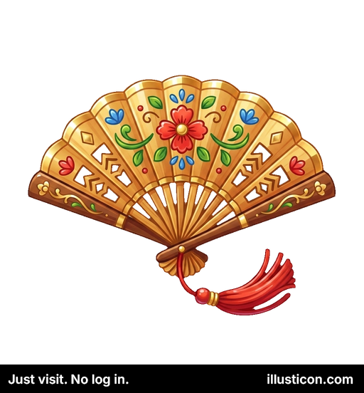 Elegant Golden Floral Hand Fan