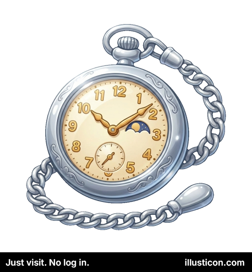 Eleganta Arĝenta Poŝhorloĝo