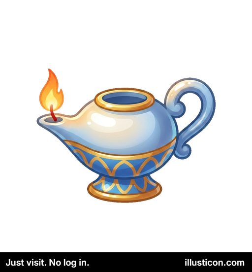 Enchanted Blue and Gold Oil Lamp