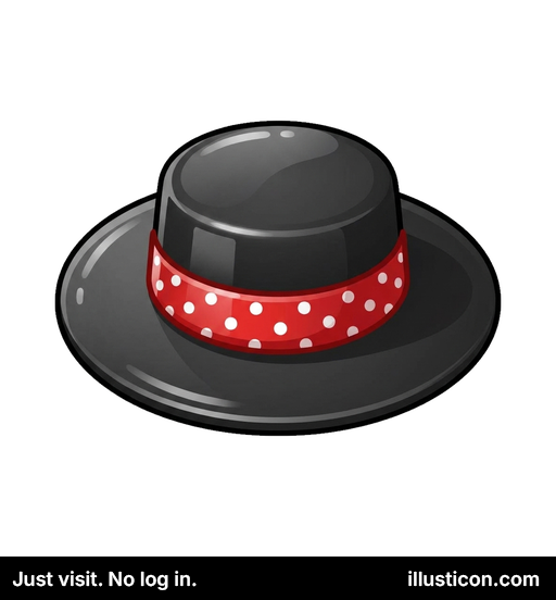 Flat-Brimmed Hat with Red Band