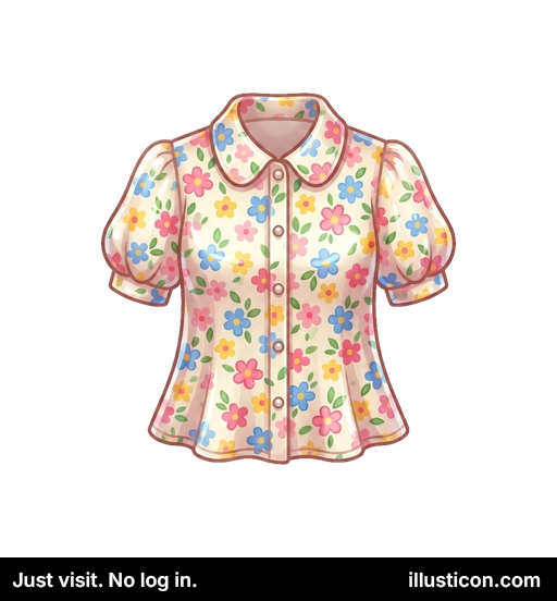 フローラルパフスリーブブラウス