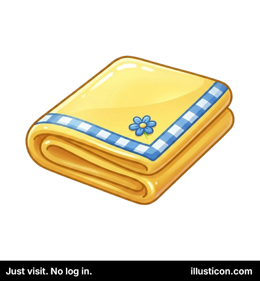 折りたたまれた黄色のギンガムタオル