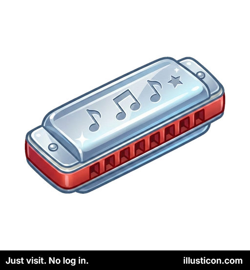 Glossy Silver and Red Harmonica