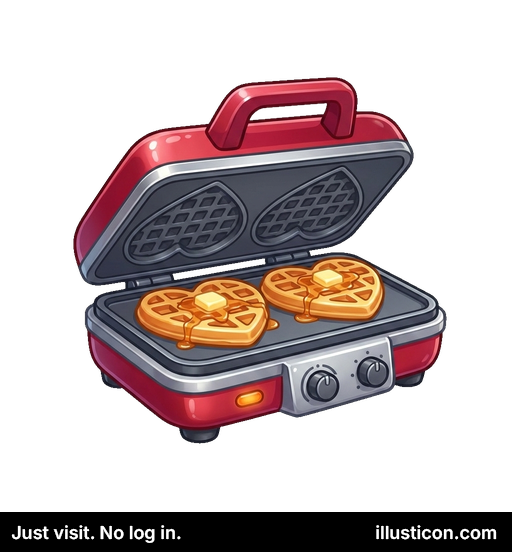 ハート型ワッフルメーカーの朝食