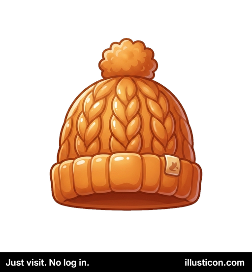 Knitted Orange Pompom Beanie