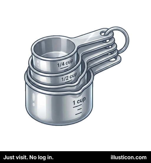 重ねられる金属製計量カップ
