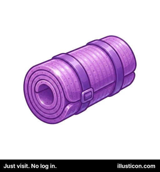 巻かれた紫色のキャンプマット