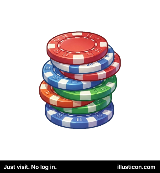 カラフルなポーカーチップの山