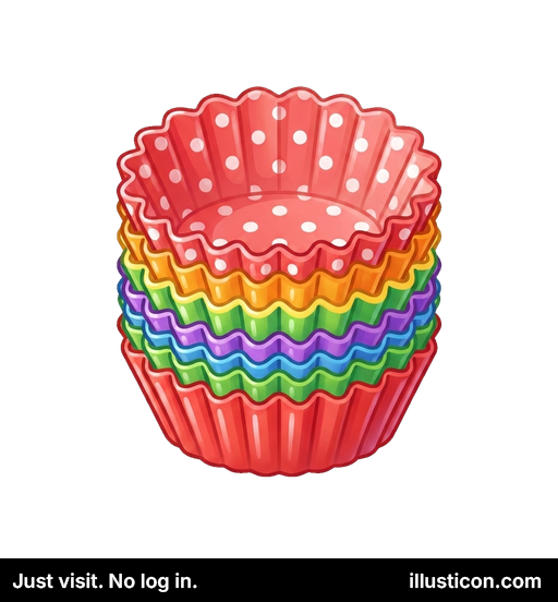 積み重ねられたカラフルなカップケーキライナー