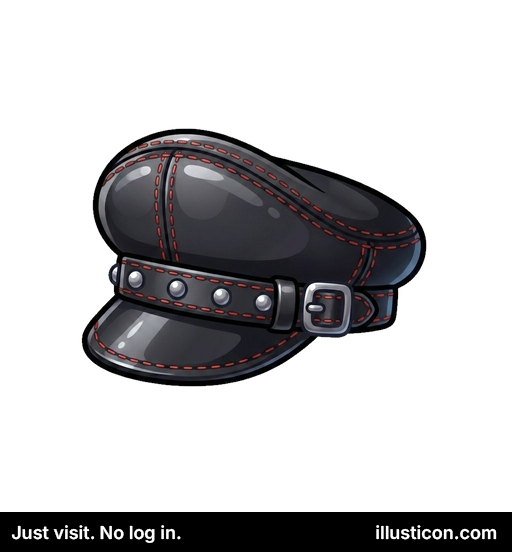 Studded Leather Biker Cap