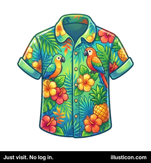 Tropika Aloha Papaga Ĉemizo