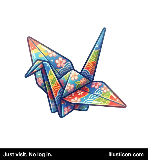 鮮やかな模様の折り鶴