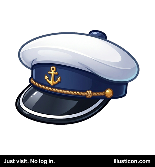 White and Blue Captain's Hat
