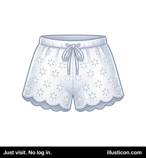 Quần Short Dây Rút Ren Đục Lỗ Trắng