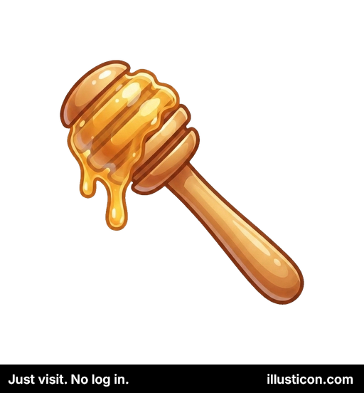 Wooden Honey Dipper with Dripping Honey