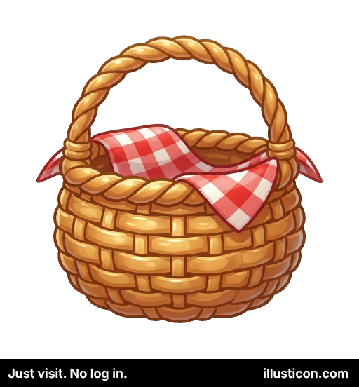Woven Picnic Basket with Cloth