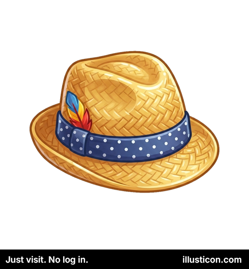 Woven Straw Fedora with Feather